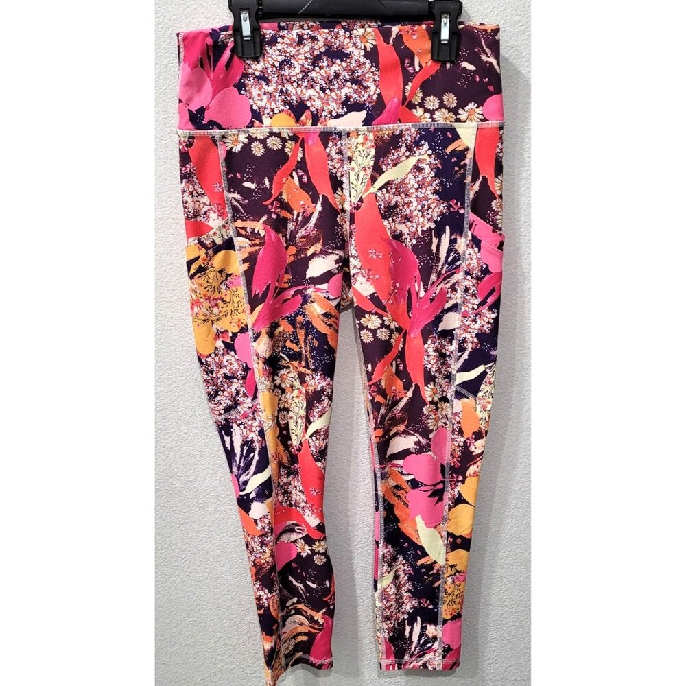 Guru Active Womens Multicolor Floral Print Active Ankle Leggings Size M